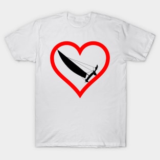 Red heart contour with catamaran T-Shirt